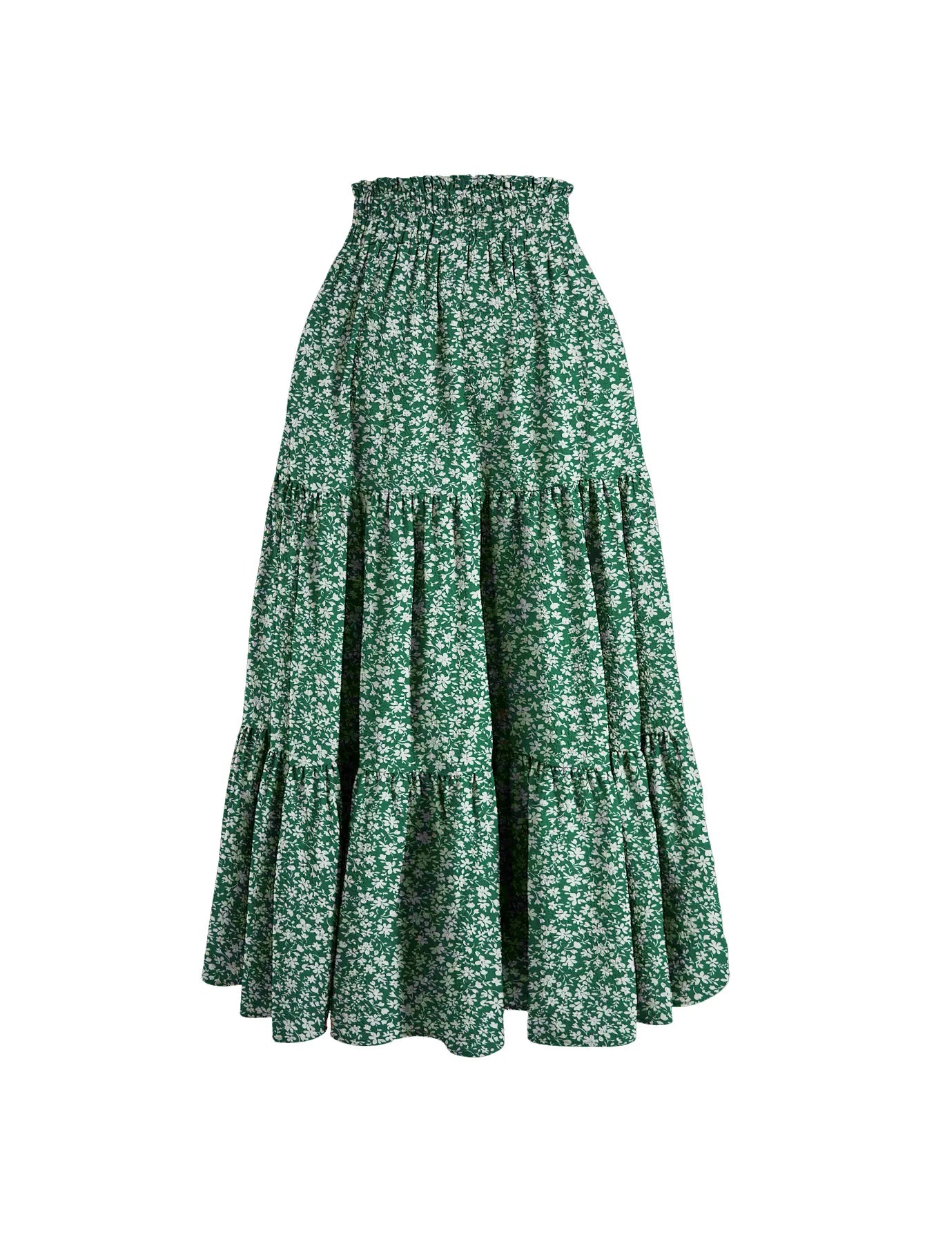 Floral Ruffle Layered Hem Drawstring Skirt Casual Skirt For Spring Summer Women's Clothing