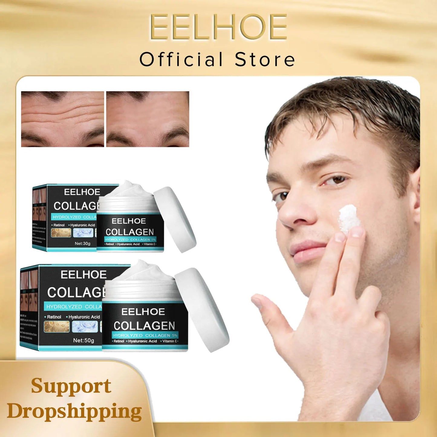 EELHOE Men Anti Aging Wrinkle Face Cream Deep Moisturizing Oil Controlling Day Firming Face Care Cream for Brighten Lifting Skin