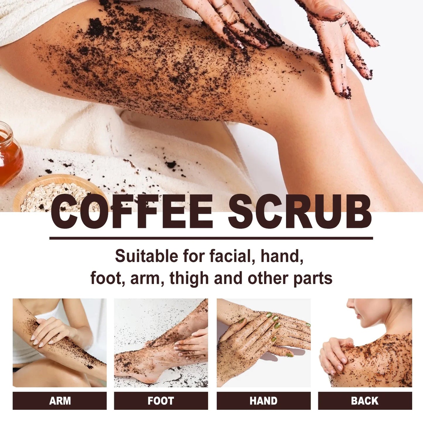 Coffee Body Scrub Remove Dead Skin Brighten Armpit Knees Underarm Deep Cleansing Pore Whiten Moisturizer Exfoliating Scrub Cream