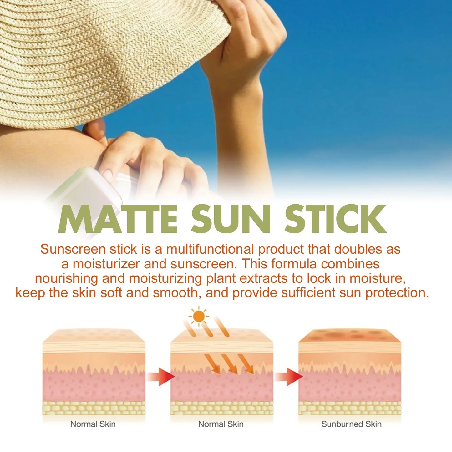 Sunscreen Stick SPF50+ UV Protective Anti Shine Sunburn Solar Blocker Oil Control Refreshing Body Sunblock Whitening Sun Cream