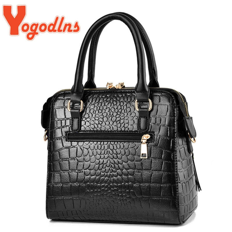 Yogodlns Luxury Crocodile Pattern Handbag Women Winter New PU Leather Tassel Shoulder Bag Brands Design Handle Bag Lady Purse