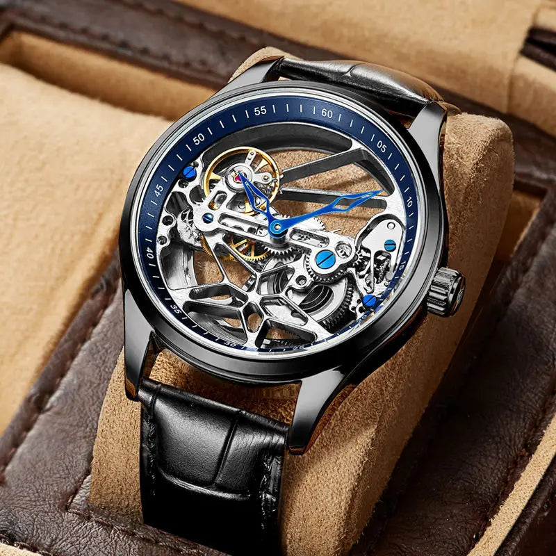 Hollow out Tourbillon Automatic MAN WATCH limited edition Mechanical Watches Fashion Belt and steel band Men's wristwatch