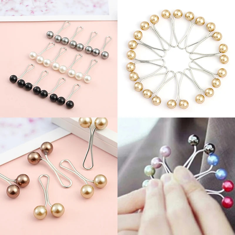 12pcs/lot Anti Slip Brooch Headscarf Shawl Scarf Lady Muslim Fixed Pins Scarf Hijab Clips Pearl Stylish Brooch for Women Jewelry