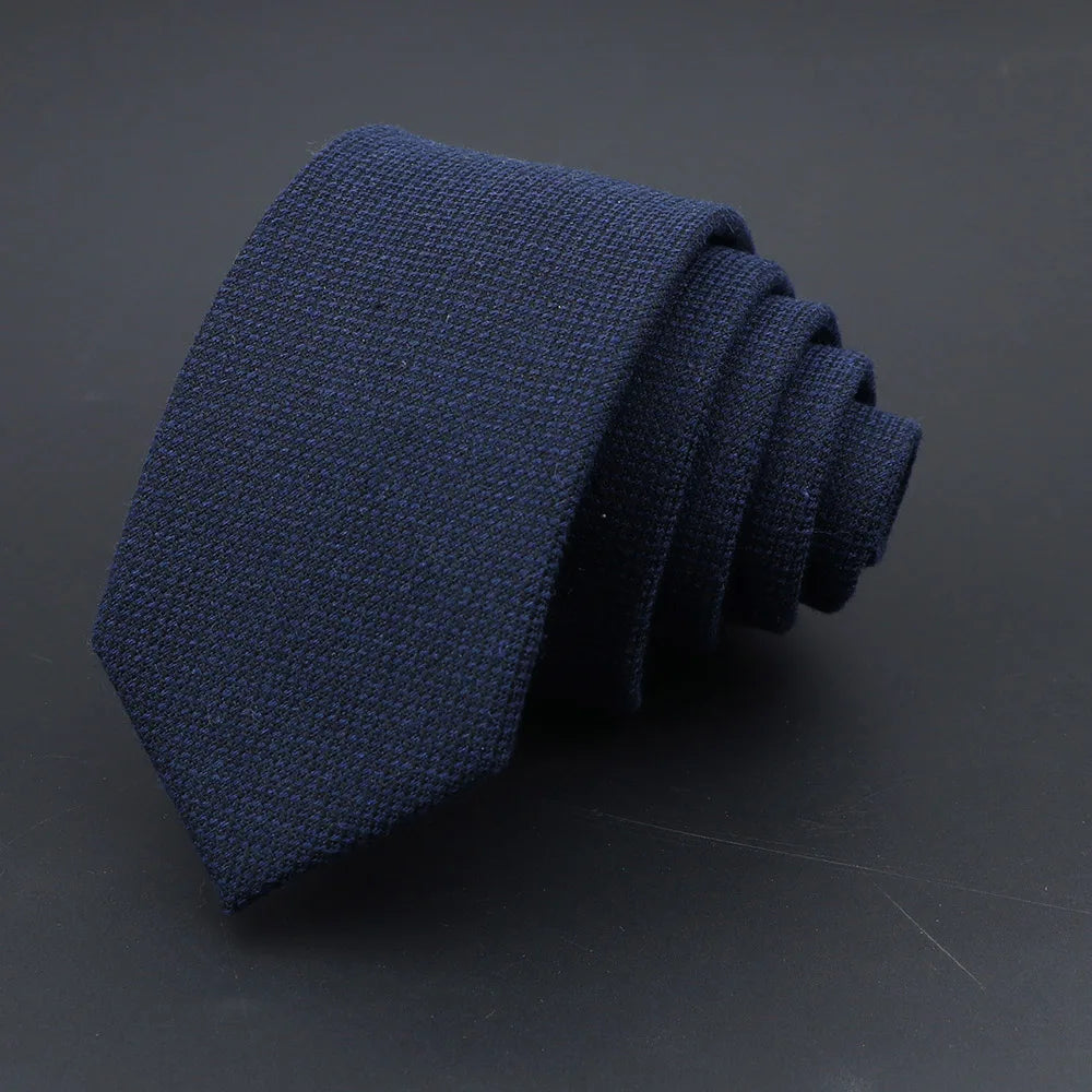 Original High Quality Solid Cotton Handmade Wool Ties Men Necktie Striped Narrow Collar Slim Cashmere Casual Tie Accessories