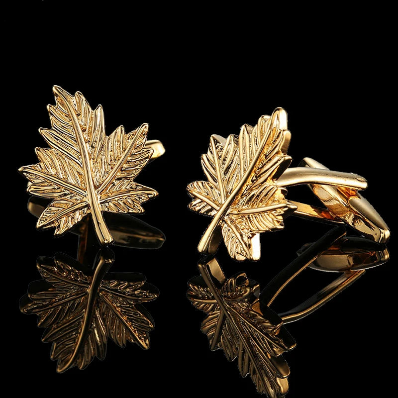 Quality Gold Color Cufflinks Chinese Knot  Maple Leaves Crown Rudder Music French Shirt Cuffs Suit Accessories Wedding Jewelry