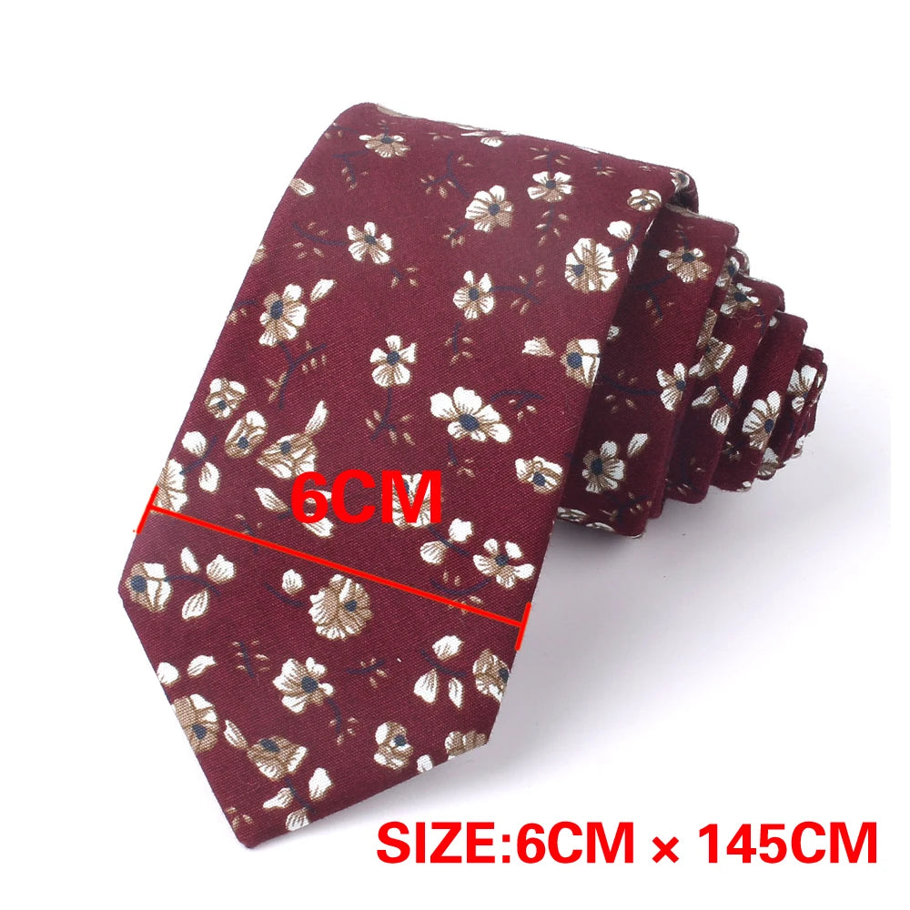 New Cotton Ties Fashion Floral Print Neck Tie for Wedding Business Suits Skinny Tie For Men Women Broken flower Necktie Gravatas