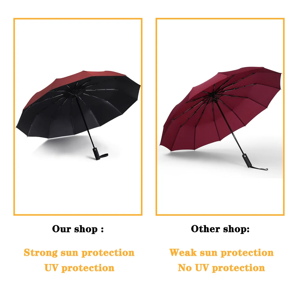 Windproof  Automatic Folding Umbrella Female Male Twelv Bone Car Luxury Large Business Umbrellas Men Rain Women Gift Parasol