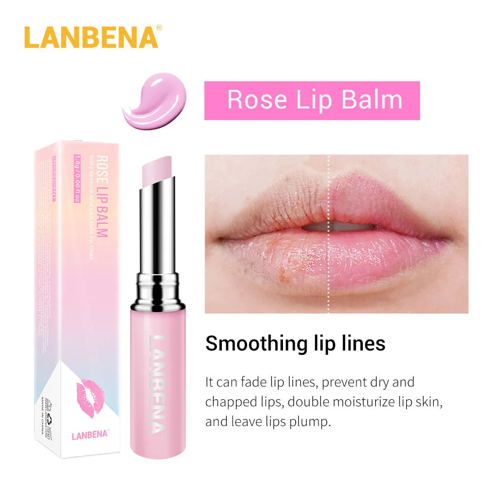LANBENA Chameleon Lip Balm Hyaluronic Acid Rose Long-lasting Moisturizing Natural Nourishing Smoothing Lip Lines Makeup Lip Care