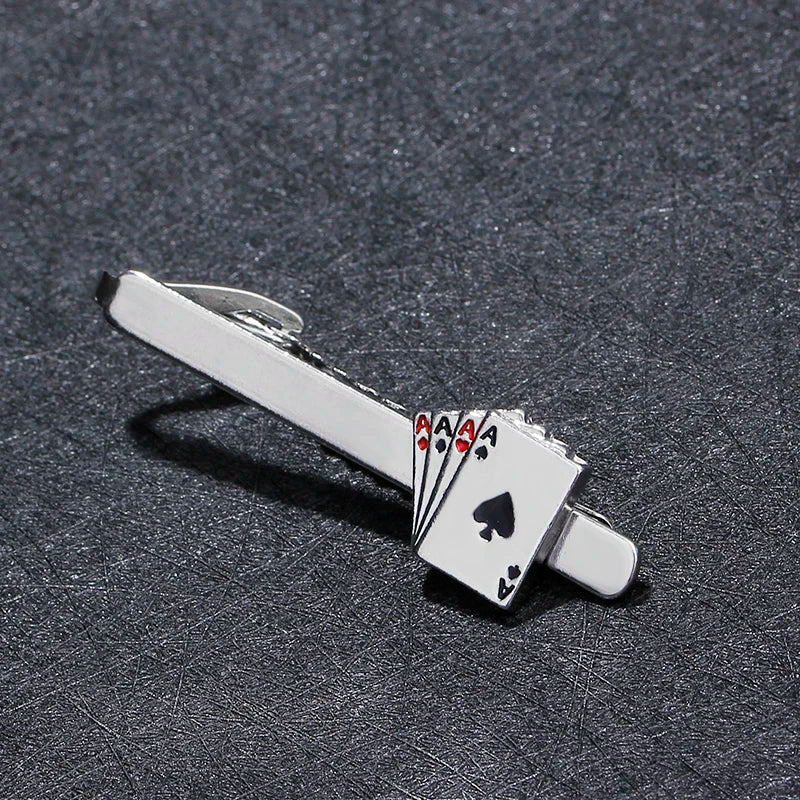 poker enamel tie clip for man groove Clips Cufflinks set Business Tie Clips 4A bomb Unique Wedding Necktie wear copper Clip man