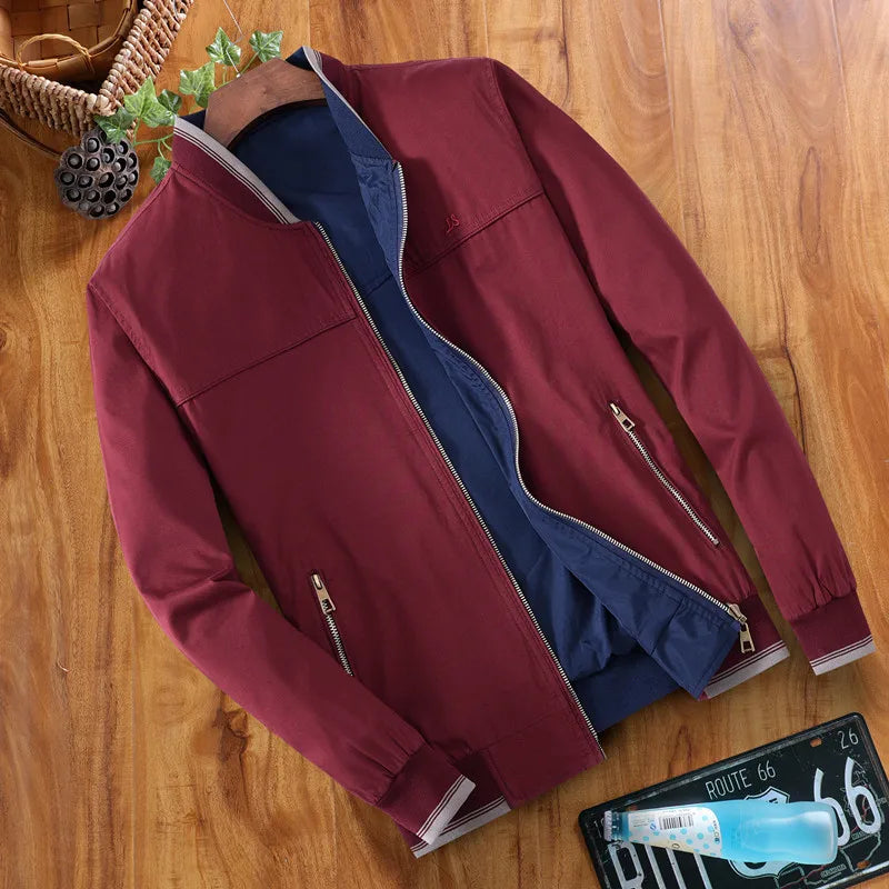 Cotton Wholesale Men's Windbreaker Double sided Wear Jacket for Men Baseball Bomber Business Jacket Military Autumn Outdoor Coat