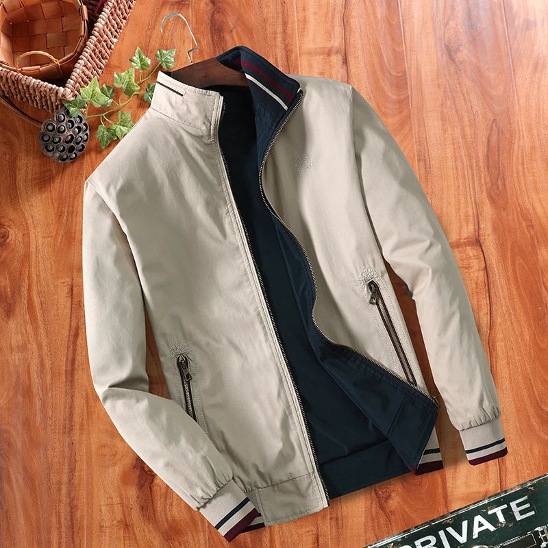 Cotton Wholesale Men's Windbreaker Double sided Wear Jacket for Men Baseball Bomber Business Jacket Military Autumn Outdoor Coat