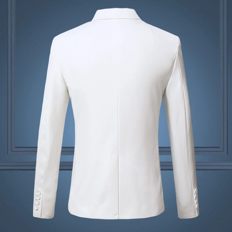 High Quality Gentleman Men Slim Casual White Suit , Large Size Brands Men's business Casual Flow of Pure Color Blazers Men