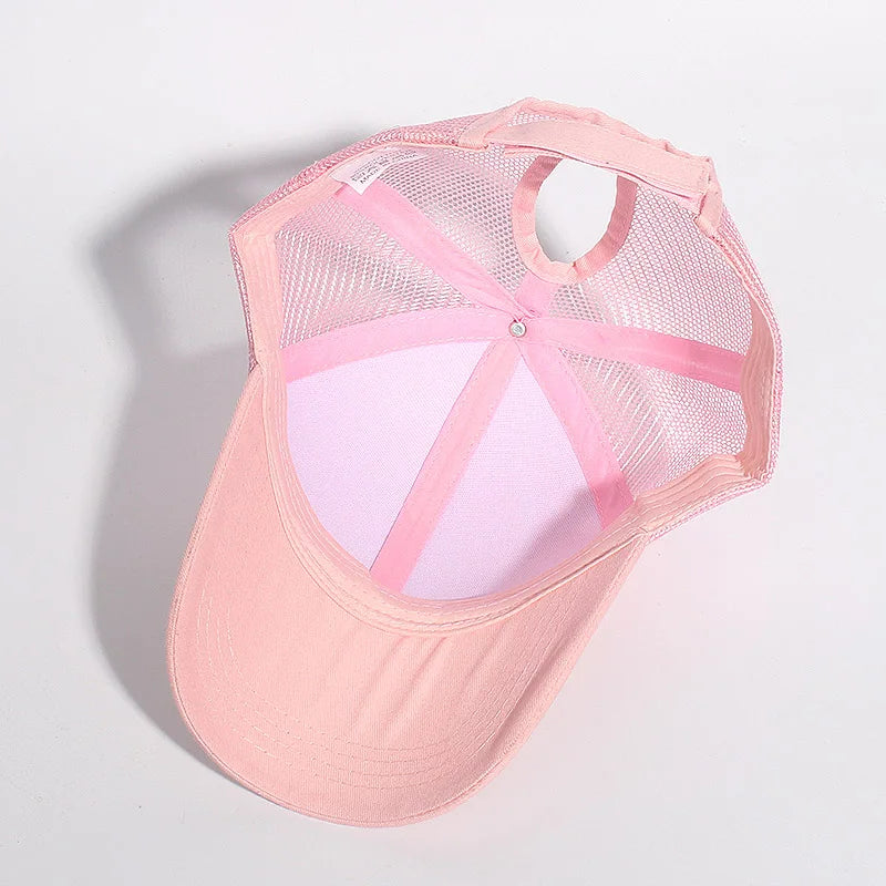 MAOCWEE Ponytail Baseball Cap Women Adjustable Messy Bun Caps Black Pink Hat Girls Casual Cotton Snapback Summer Mesh Hats
