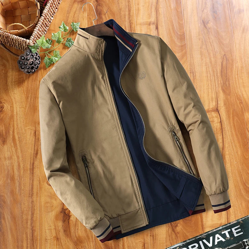 Cotton Wholesale Men's Windbreaker Double sided Wear Jacket for Men Baseball Bomber Business Jacket Military Autumn Outdoor Coat