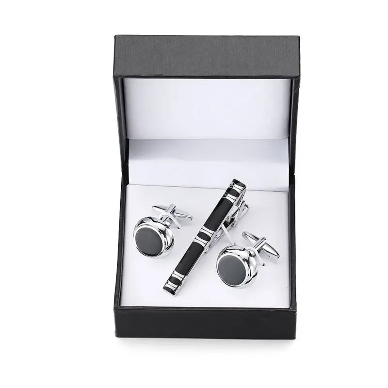 A set of high-grade tie clip carved exquisite Cufflinks anchor Sax crystal Cufflinks tie clip black square box set free shipping