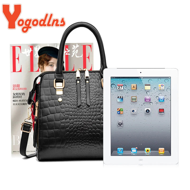 Yogodlns Luxury Crocodile Pattern Handbag Women Winter New PU Leather Tassel Shoulder Bag Brands Design Handle Bag Lady Purse