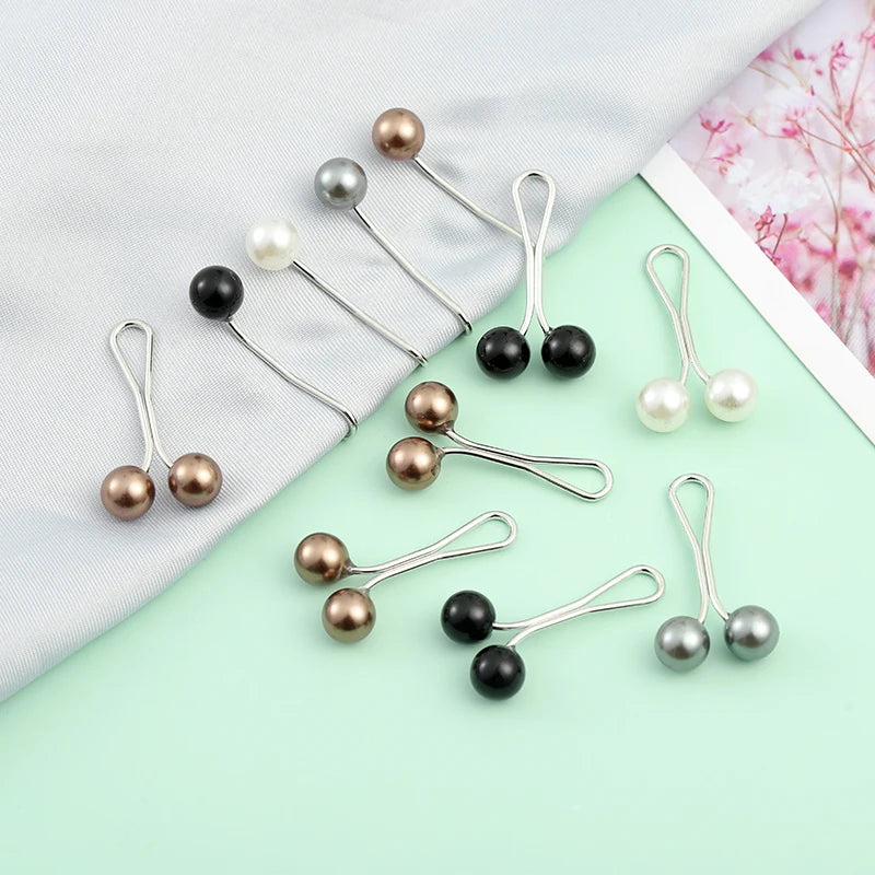 12pcs/lot Anti Slip Brooch Headscarf Shawl Scarf Lady Muslim Fixed Pins Scarf Hijab Clips Pearl Stylish Brooch for Women Jewelry