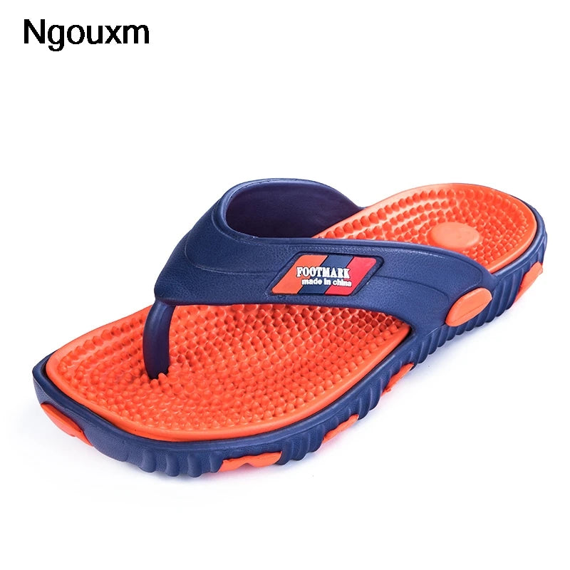 Ngouxm Summer Big Size Youth Slippers Men Massage Non-Slip Cool Outside Flip Flops Breathable Thick-Soled Toe Sandals