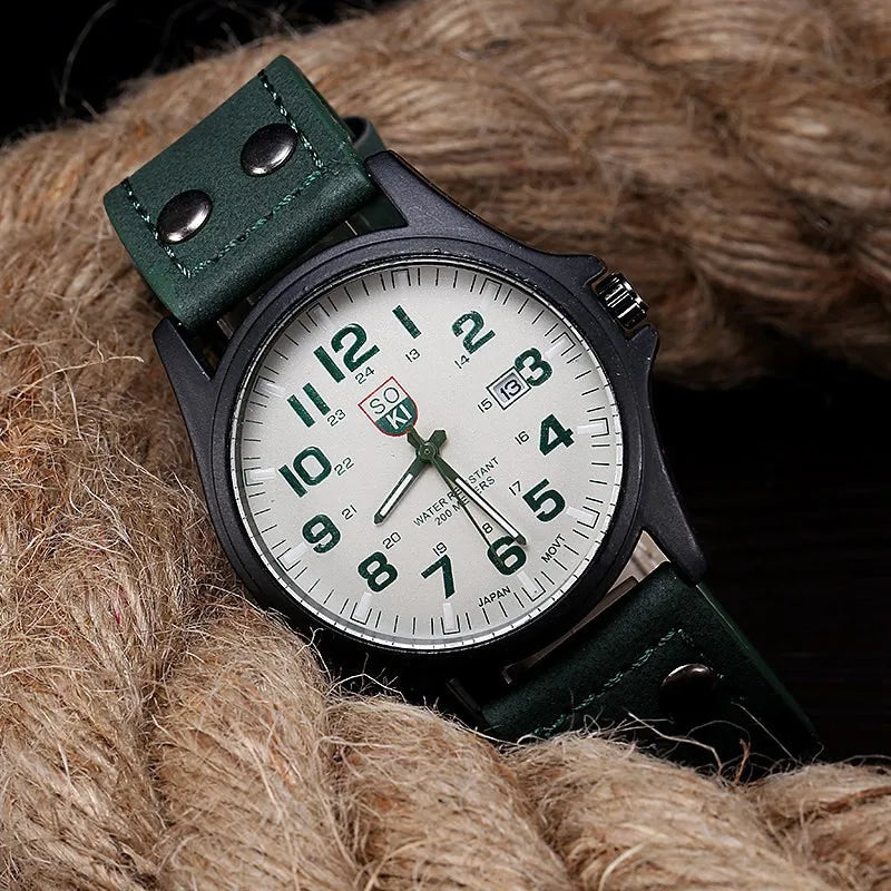 Men Sports Casual Wristwatch QuartzLeather Strap Watches Masculino Relogio Fashion Male Calendar Clock Out-door Reloj Hombre