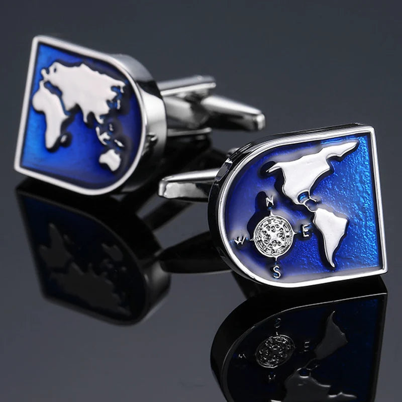AS Brand new Apple coffee cup bicycle rose map battery car Cufflinks men's Wedding Shirt Blue Badge Pin gifts wholesale & retail