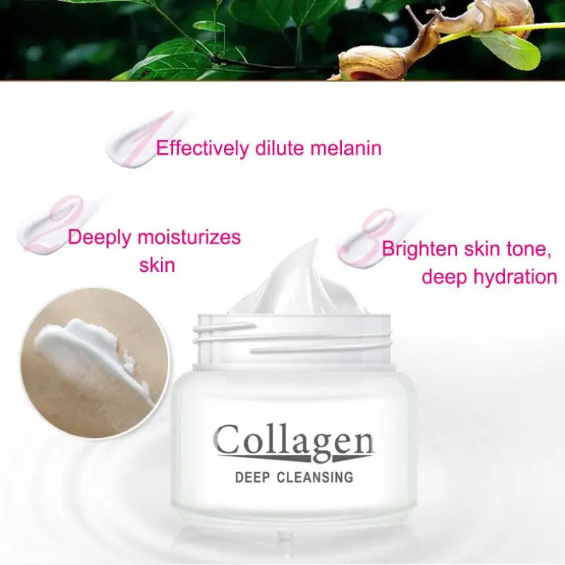 80g Face Day Night Snail Cream Collagen Deep Cleansing Anti-Aging Facial Treatment Moisturizers Whitening Beauty Health Care