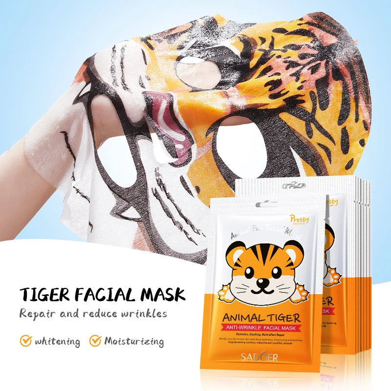 10pcs Moisturizing Face Mask skincare Cartoon Animal Pattern Firming Brightening Facial Masks Face Sheet Mask Skin Care