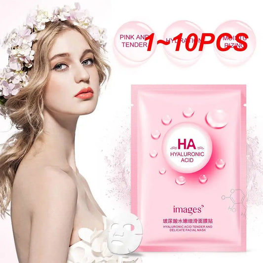 1~10PCS Hyaluronic Acid Face Mask Moisturizing Acne Oil Control Anti Aging Facial Mask Women Skincare Sheet Masks