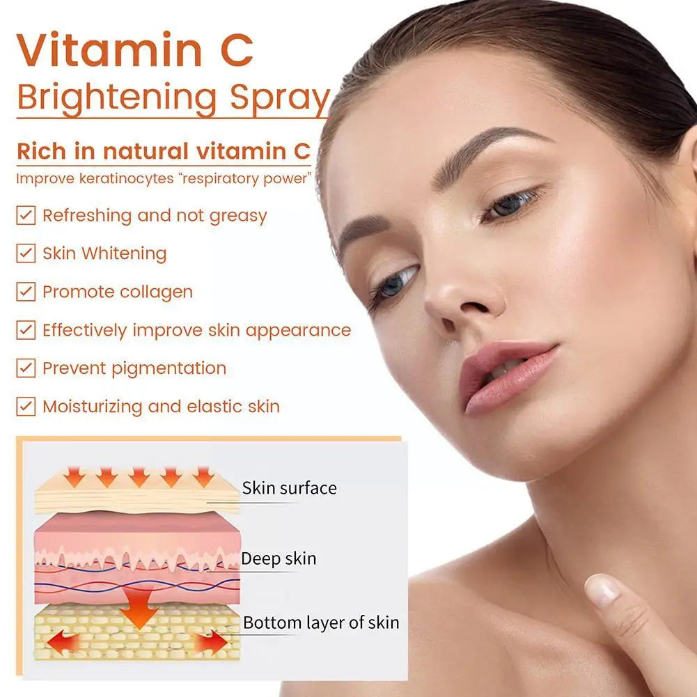 50ml Vitamin C Moisturizing Mist Spray Toner Brightening Care Skin Nourishing Whitening Spray Anti-wrinkle Relieve Mist Red J9Z5