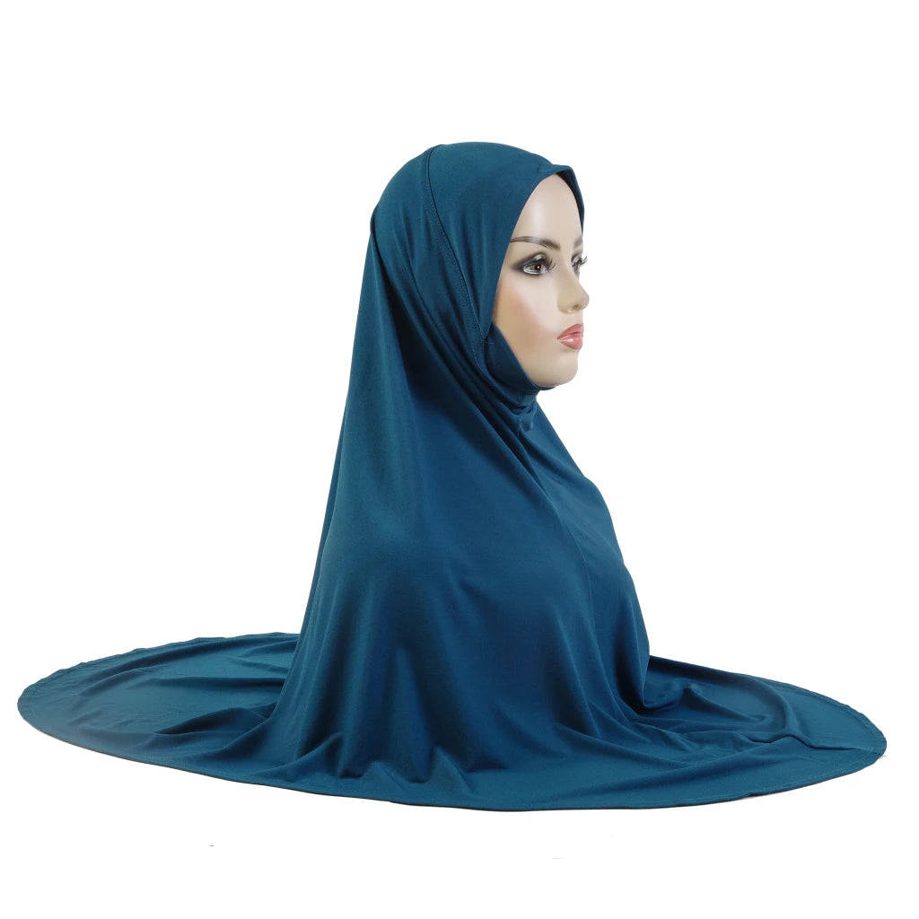 H305 Plain XL size muslim hijab with chin part top quality extra size amira pull on islamic scarf hot sell headscarf