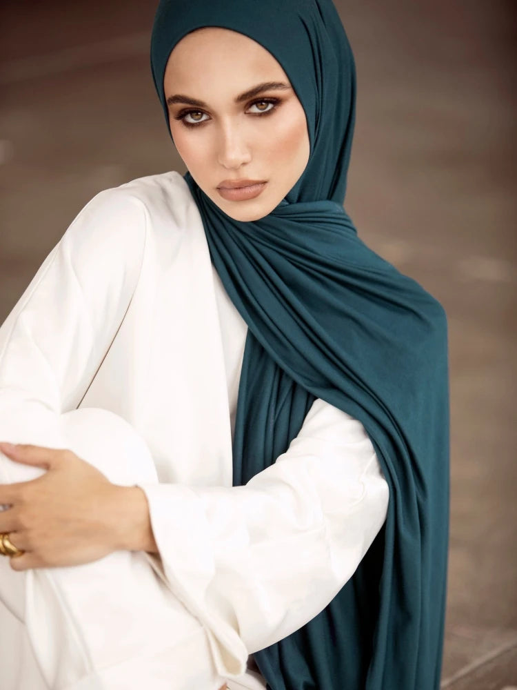MSL273 Premium Jersey One-loop Instant Hijab Pashmina Good Stitching Muslim Women Head Wrap Plain Islam Turban 68.9"X29.52"