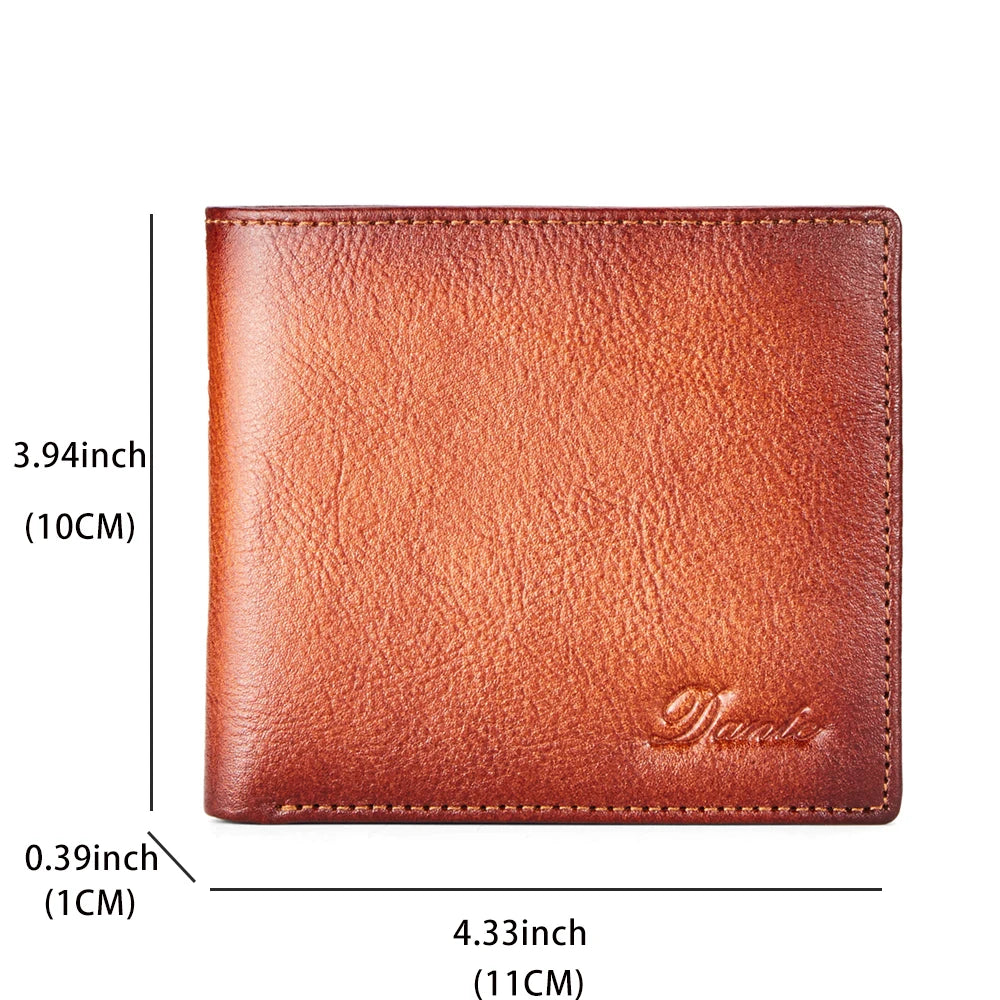 The first layer of men's wallet is made of cowhide, handcrafted, anti-theft and card swiping RFID, 100% genuine leather wallet