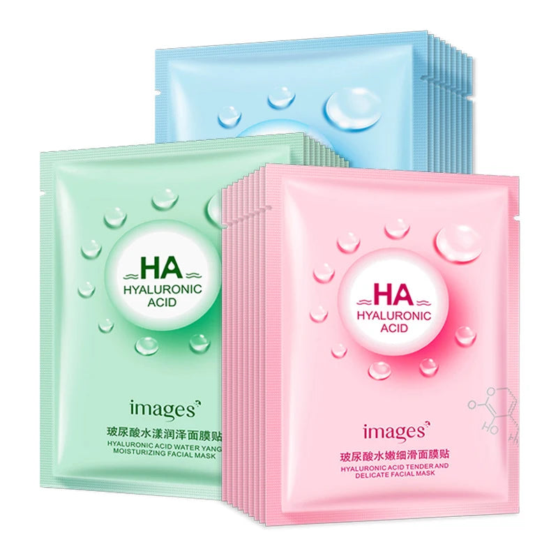 1~10PCS Hyaluronic Acid Face Mask Moisturizing Acne Oil Control Anti Aging Facial Mask Women Skincare Sheet Masks