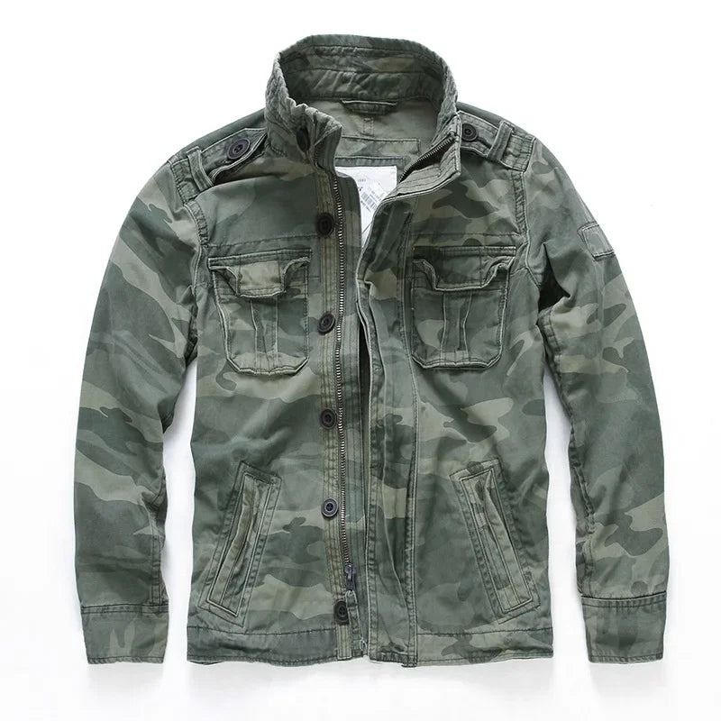 Men  Jacket Men M65 Denim Retro Cargo Jacketes Outdoor Multi Pockets Camo Tops Field Casual Fashion Hiking Coats Uniform