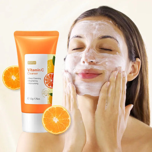 Vitamin C Facial Cleanser Skin Cleansing Moisturizing Blackhead Remover Skincare Face Wash Foam Face Cleanser Skin Care