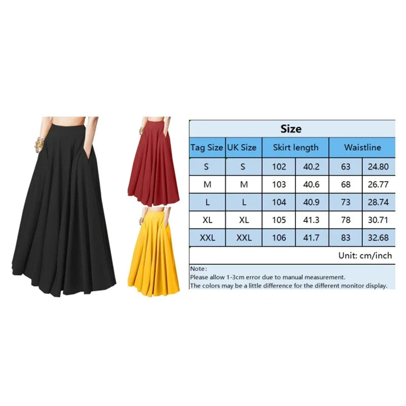 Summer Women's Oversized Swing High Waist Skirt Fashion Solid Color Elegant Vacation Long Half-body Skirt Casual A-line Skirt