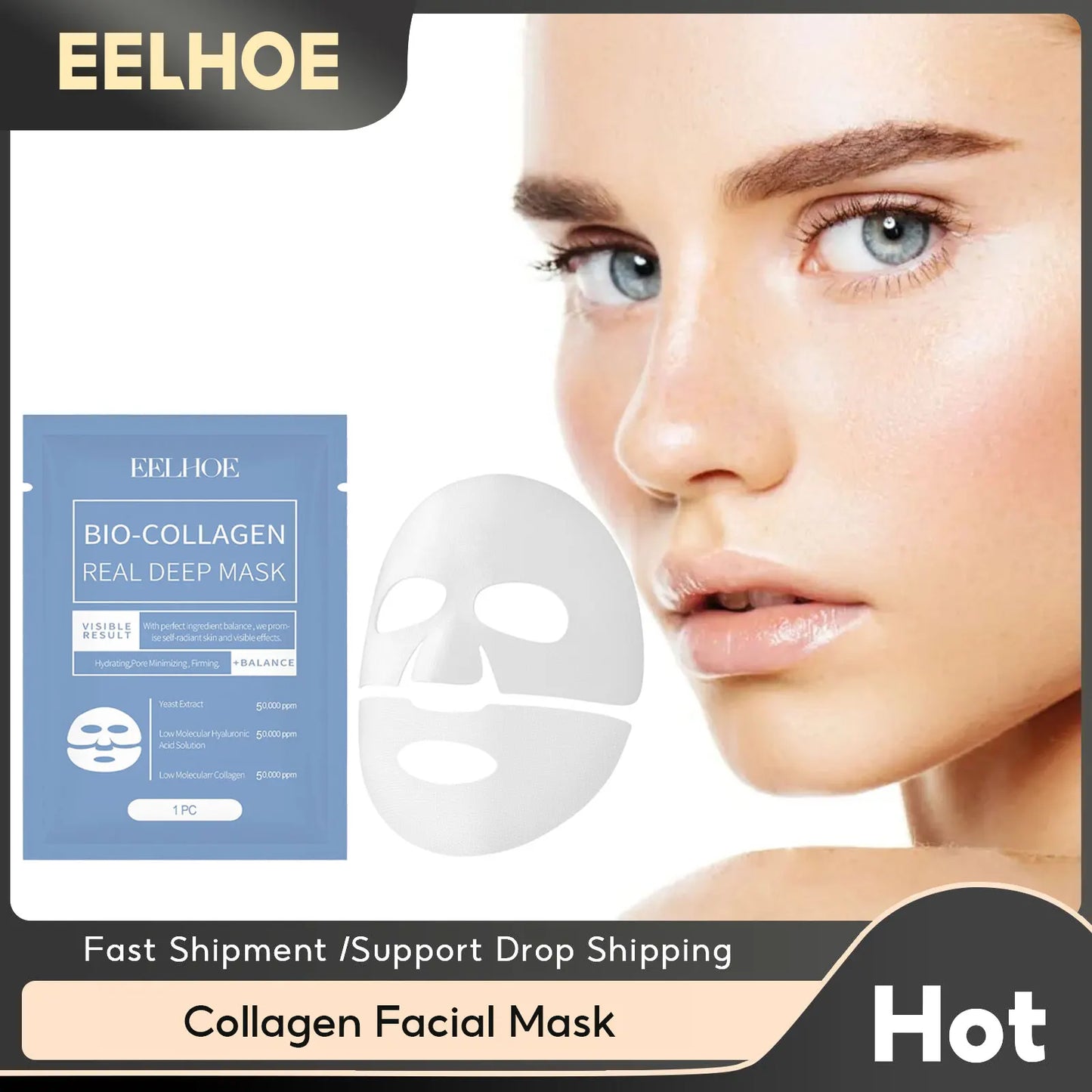 EELHOE Skin Care Collagen Face Mask Moisturizing Oil-Control Sheet Masks Hyaluronic Acid Face Masks Hydrating Skin Care Products