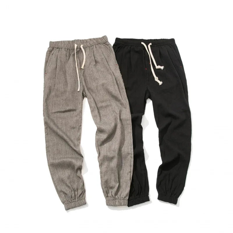 Japanese Casual Pants Chinese Style Bloomers Men's Linen Pants Men's Cotton and Linen Harem Pants Leggings