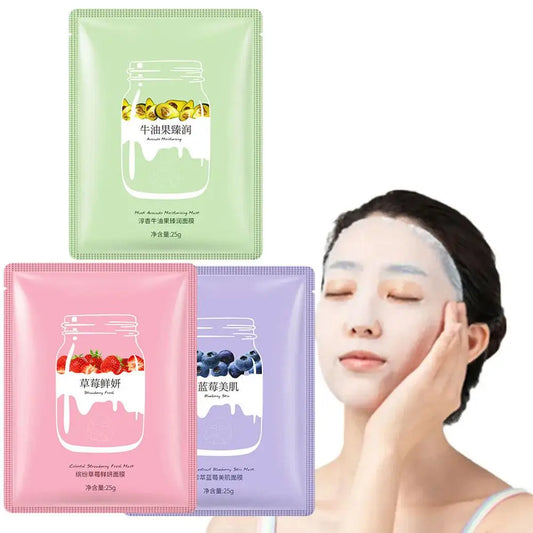 Face Mask Natural Fruit Extracts Moisturizing Oil Control Korean Anti Brighten Skin Face Aging Masks Care W9F6