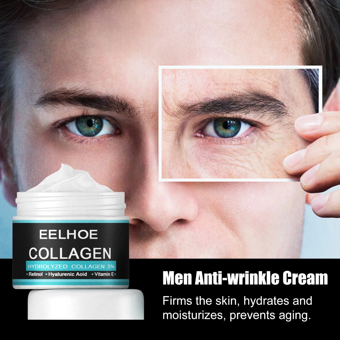 EELHOE Men Anti Aging Wrinkle Face Cream Deep Moisturizing Oil Controlling Day Firming Face Care Cream for Brighten Lifting Skin