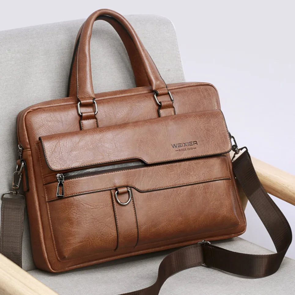 Men's Business Tote Bag Fashionable Travel Brand Name PU Leather Bags Retro Briefcase Men's Bags Men's Computer Crossbody Bags