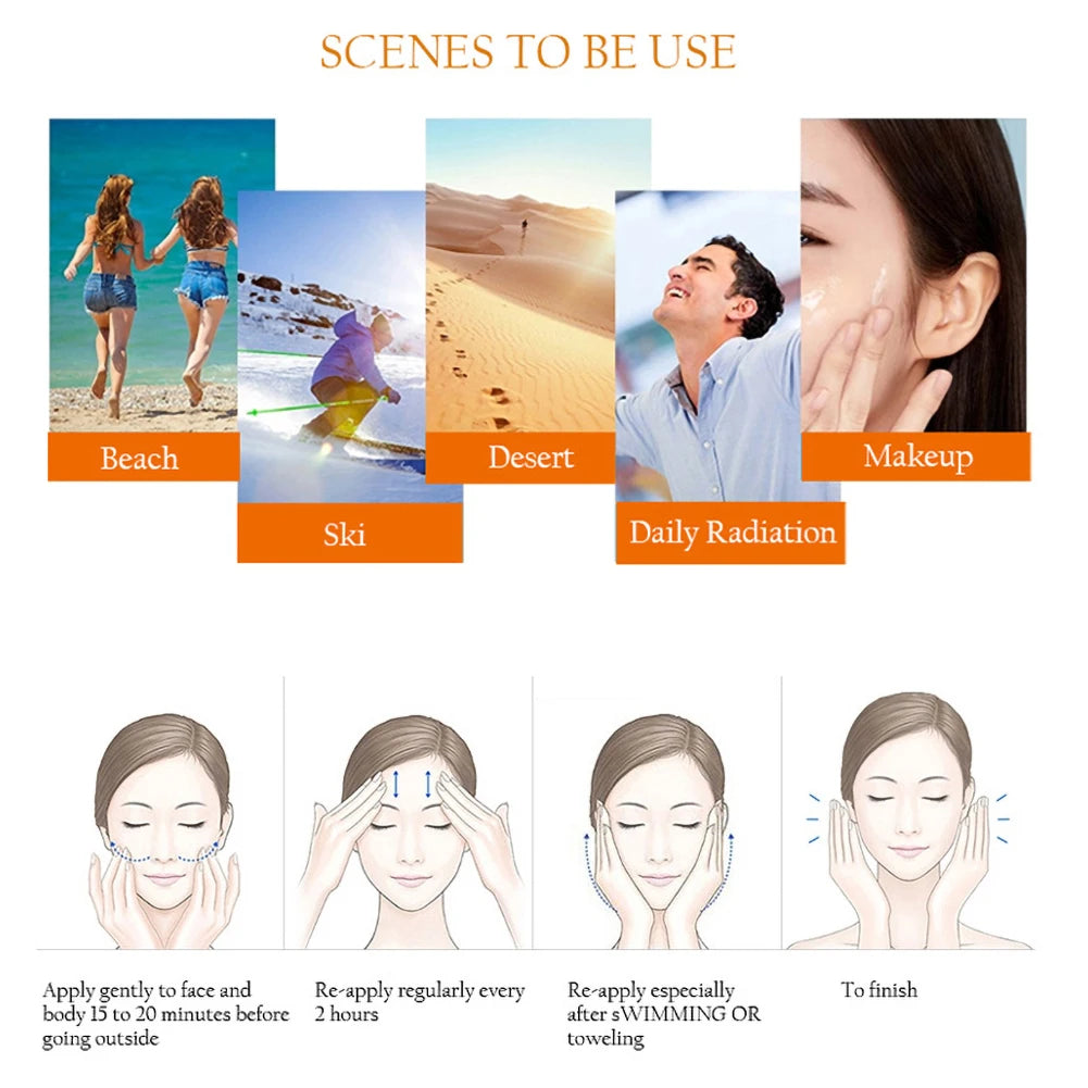 100g SPF90 PA++ Protection Face Body Sunscreen Cream UV Sunblock Protective Sun Cream Snail Beauty Health Long Lasting Refresh