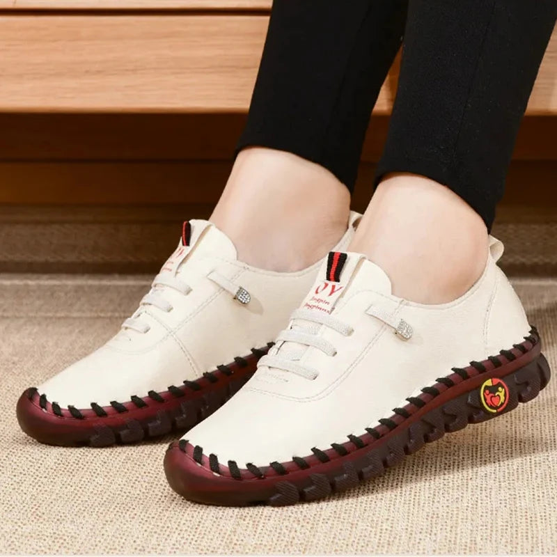 Sneakers Women Shoes Leather Loafers Shoes for Women Comfortable Slip on Shoes Hand Sewing Thread Mom Shoes Zapatillas De Mujer