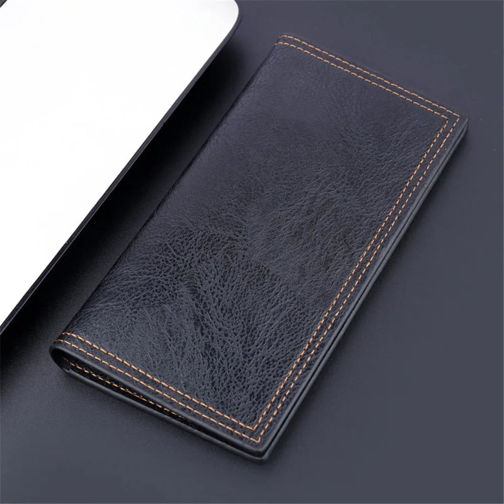 New Men Long Thin Slim Wallets Vintage Pu Leather Male Credit Card Holder Brown Money Purses Solid Simplicity Wallet For Man