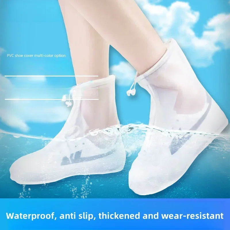Waterproof and reusable adult and children's shoe covers, PVC silicone rain boots, indoor and outdoor anti slip rain shoes