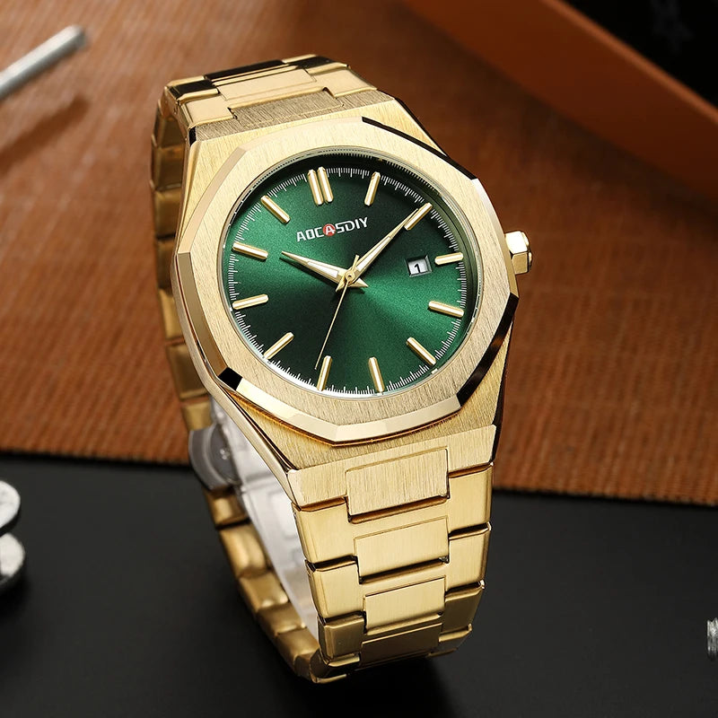 AOCASDIY Luxury Man Wristwatch Business Waterproof Luminous Date Square Men's Watches Clock Alloy Quartz Men Watch reloj hombre