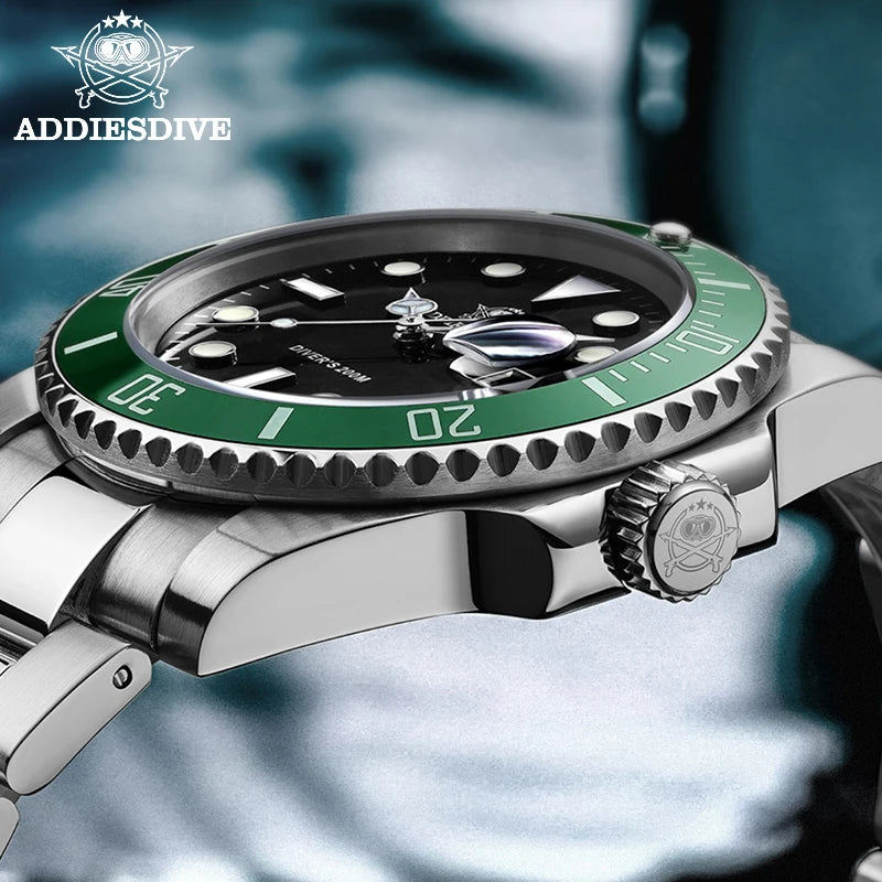 ADDIESDIVE 2023 New Men's Quartz Watch 200 Meters Waterproof Analog Casual Luminous Wrist Watch Man Stainless Steel Wristwatch
