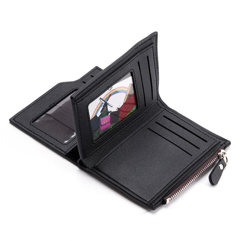 Fashion Man Wallet PU Leather Card Holder Purse Zipper Coin Pocket Men's Short Wallets Portable Billfold Male Gift