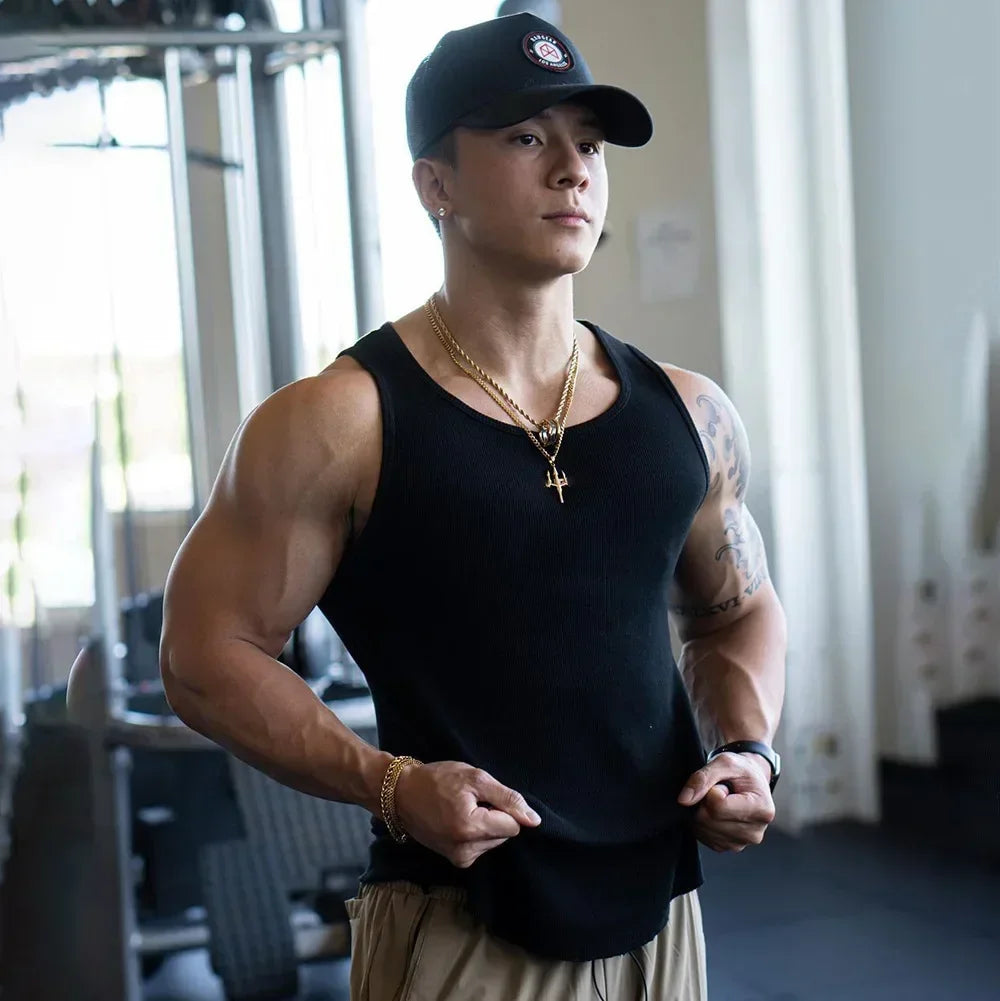 New Men's Vest Gym Vest Training Fitness Bodybuilding Breathable Tops  Men Bodybuilding Tank Top Gym Clothing Sport