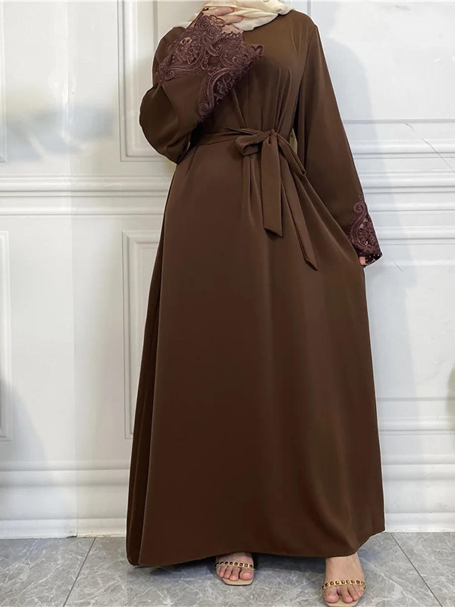Muslim Fashion Hijab Dubai Abaya Long Dresses Women With Sashes Islam Clothing Abaya African Dresses For Women Musulman Djellaba
