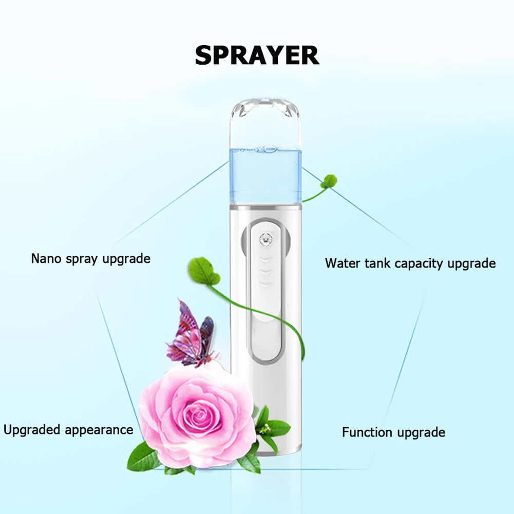 20ml Cool Mist Facial Steamer USB Rechargeable Nano Mist Sprayer Nano Facial Steamer for Eyelash Extensions for Skin Care Makeup